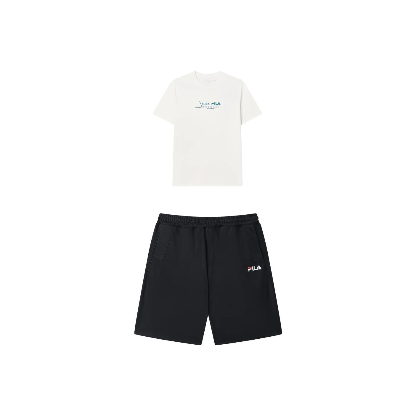 FILA Casual Sportswear Men's Clothing Set Cloud White Top+Legend Blue Shorts