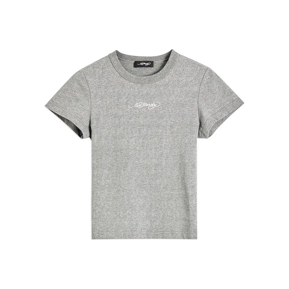 Ed Hardy SS24 Regular T Shirt Women's Plain Pure Gray