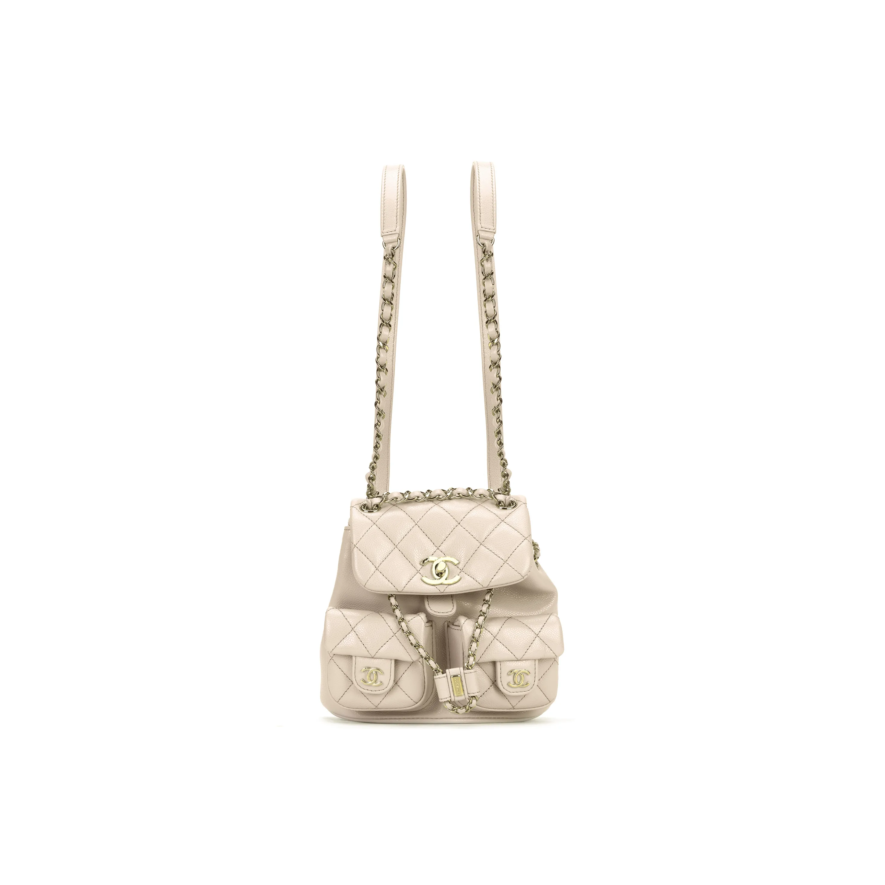 CHANEL Cow Leather Backpack Women's Gray