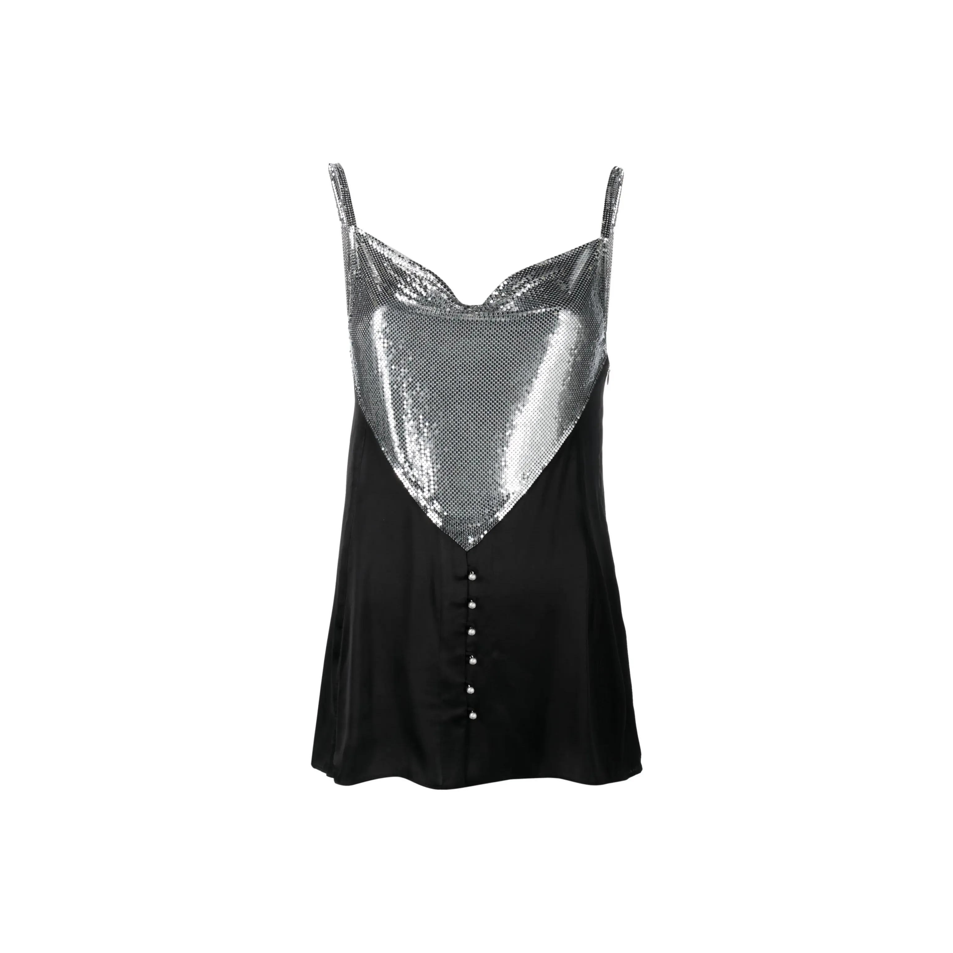 Paco Rabanne Chainmail Panelled Cowl Neck Top