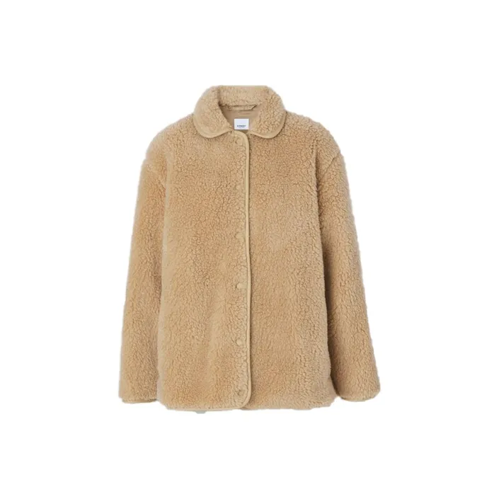Burberry Wool Cashmere Blend Fleece Jacket Beige