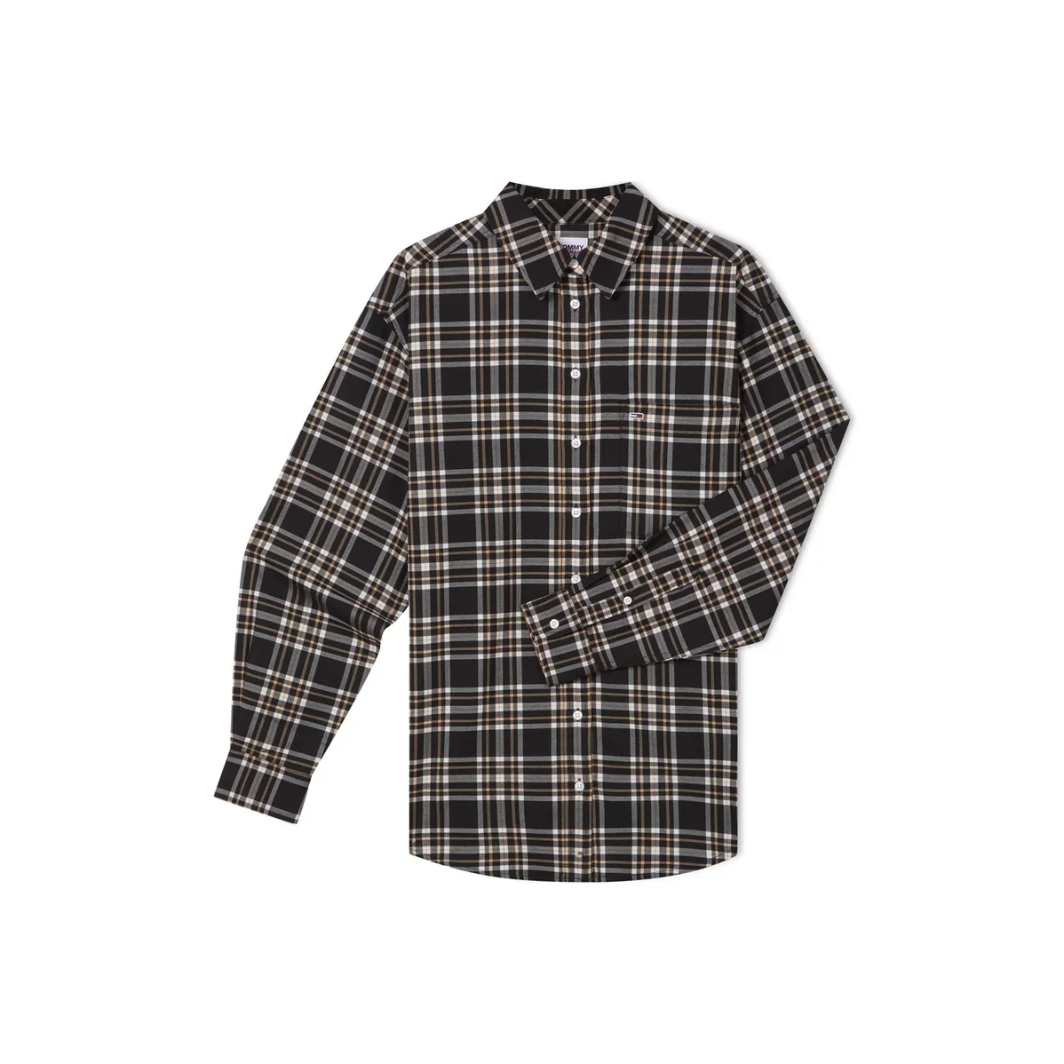 Tommy Hilfiger Длинный рукав рубашка женский черный серый белый клетка