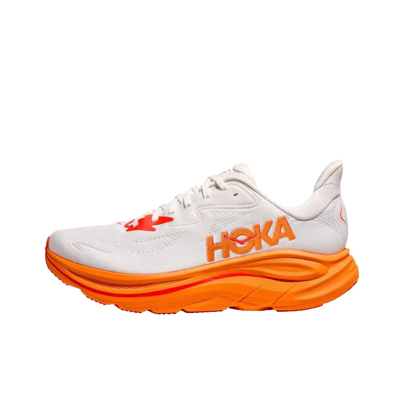 HOKA ONE ONE CLIFTON 10 Противоскользящий Устойчивый к износу Низкий Топ Повседневные Беговые кроссовки Мужские Белый Оранжевый