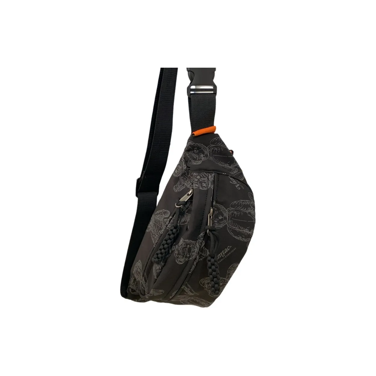Tonlion Fabric Sling Bag Unisex Black/Beige