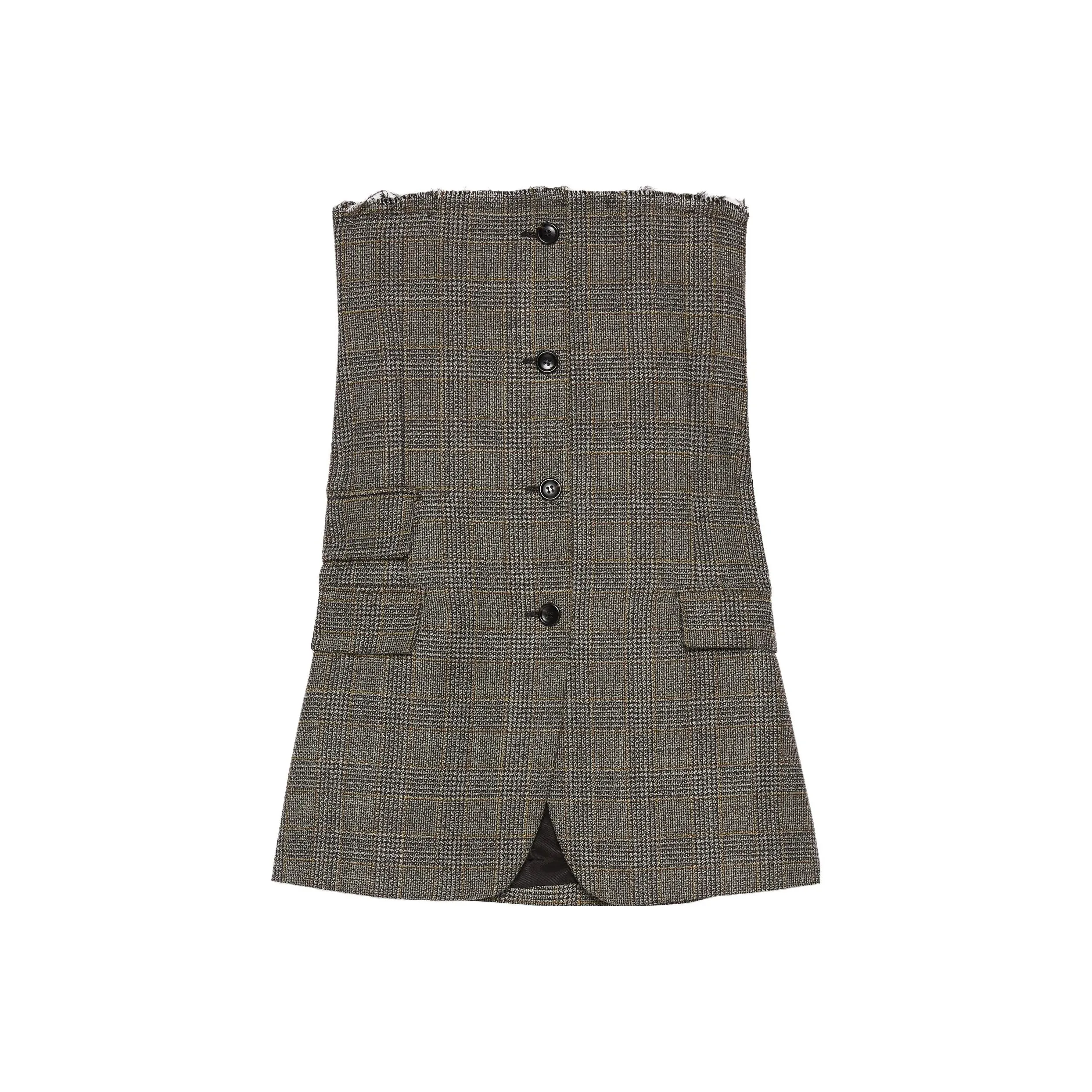 GUCCI Check Buttoned Sleeveless Dress