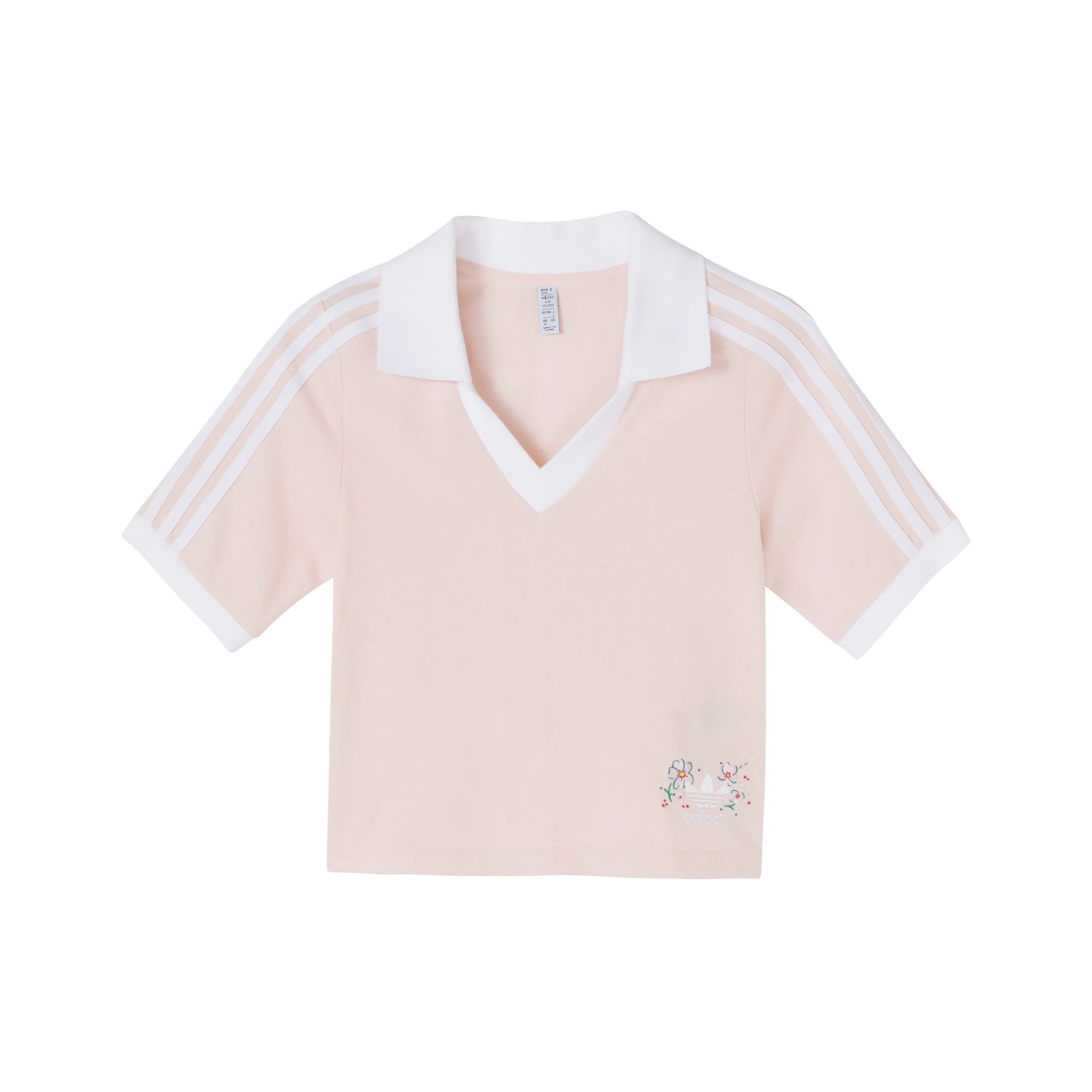 adidas originals Logo Embroidered V-Neck Cropped Top