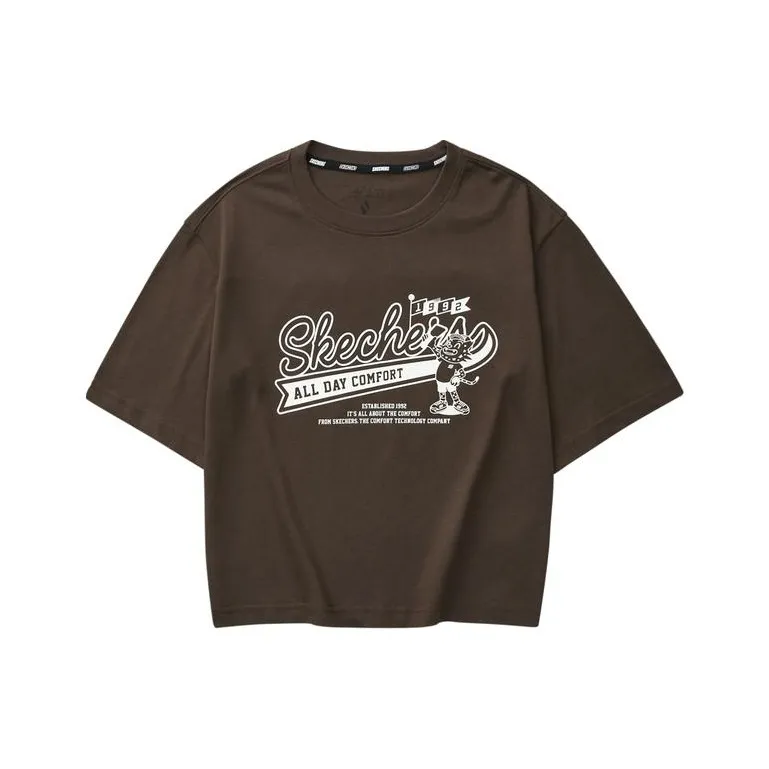 Skechers Drop Shoulder Sleeve T Shirt Women's Melted Chocolate