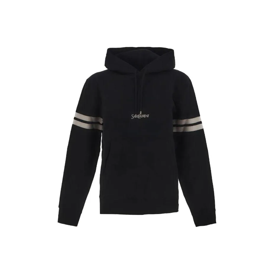 SAINT LAURENT Logo Embroidered Long Sleeved Hoodie