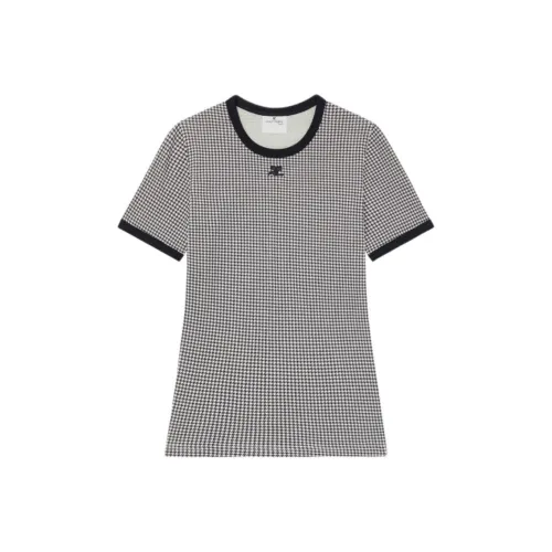 COURREGES Гусиная лапка Белый черный/Гусиная лапка Белый черный Женские рубашки T
