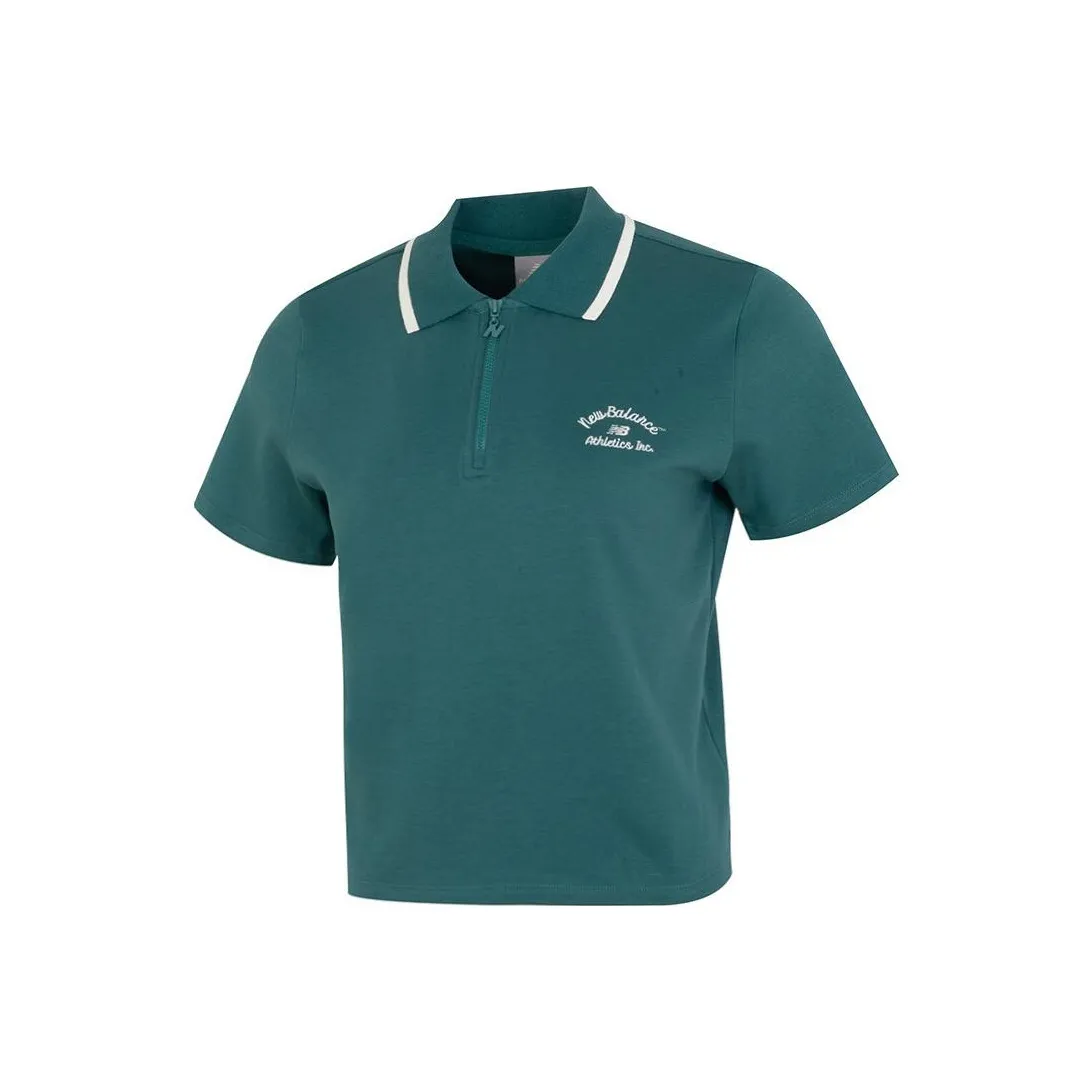 New Balance совместное брендирование Поло Женское Темно-зеленый