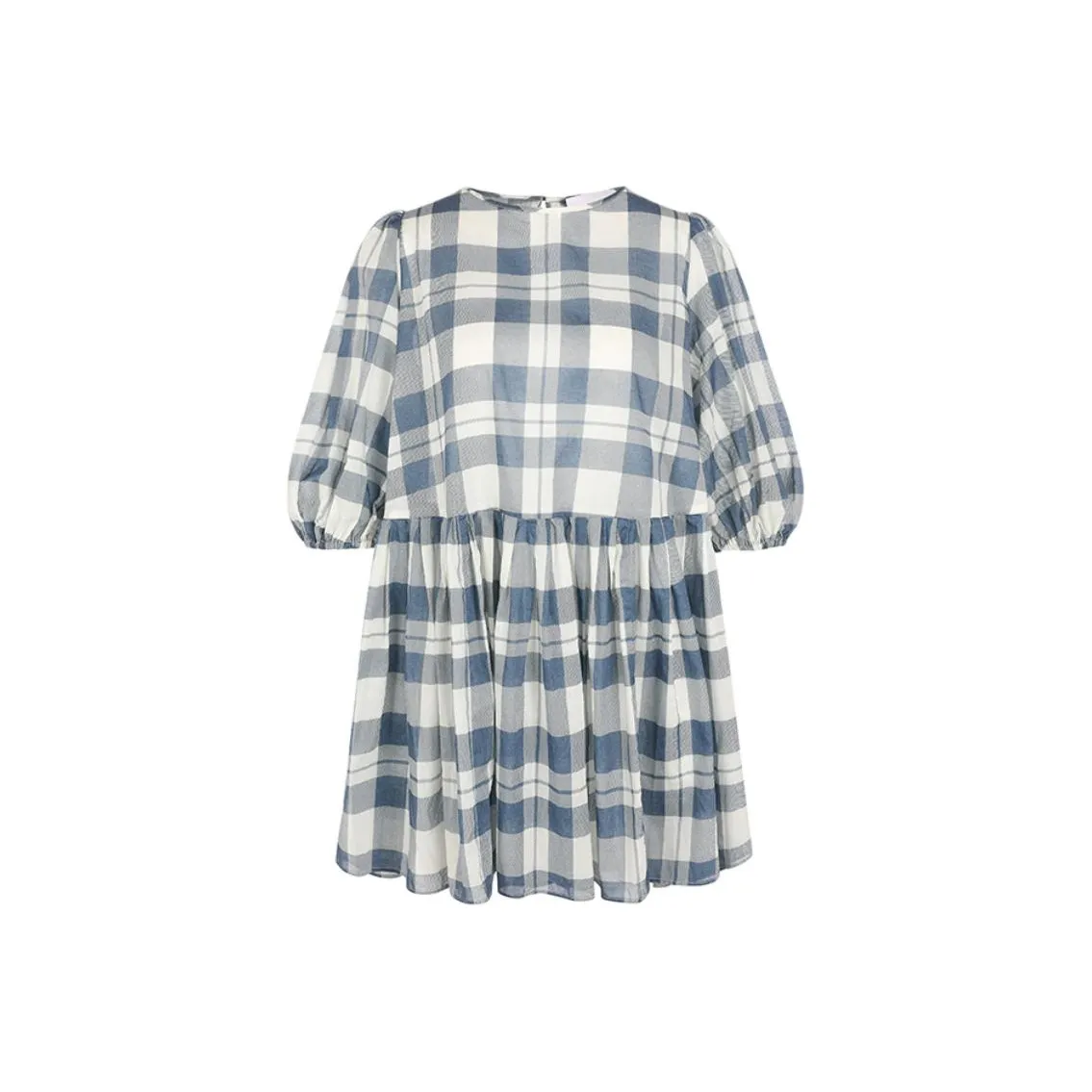 Selkie Коллекция SS24 Рубашка Женская Темно-синяя с Белой клеткой Чайные Серветки с Принт