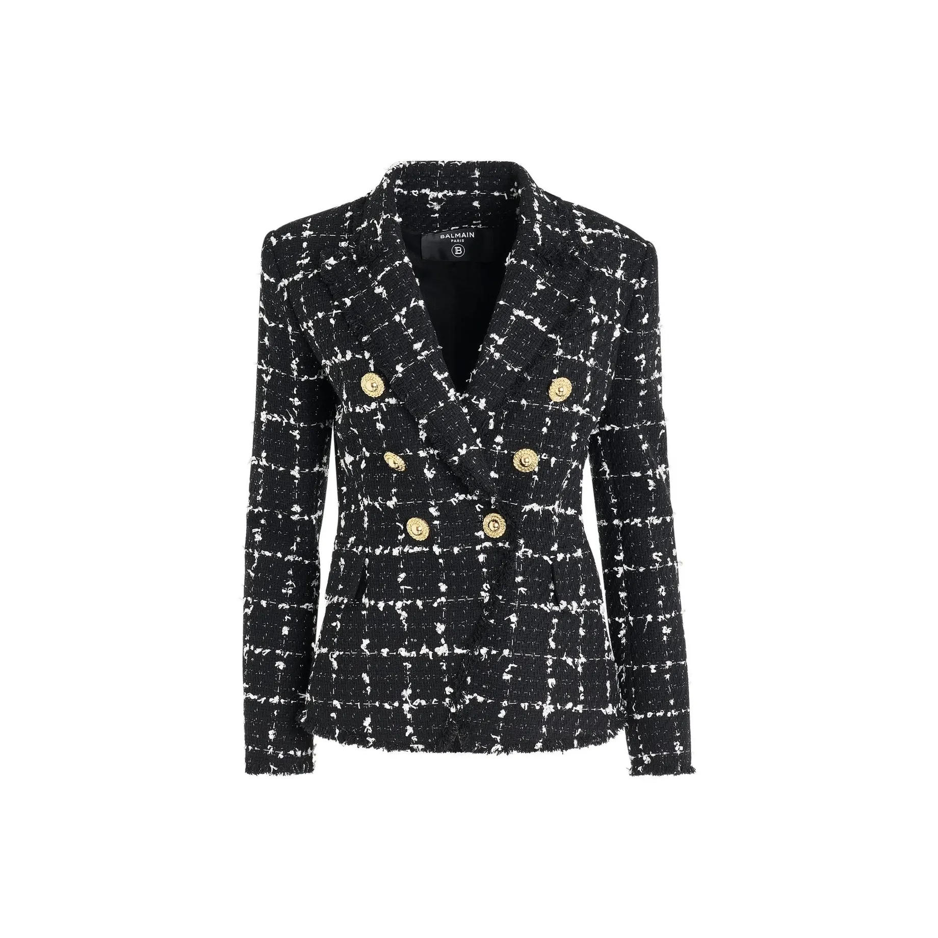 BALMAIN Check Tweed 6 Button Jacket