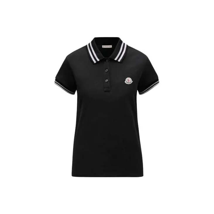 Moncler FW23 Logo Patch Polo Shirt Polo Shirt Women's Black