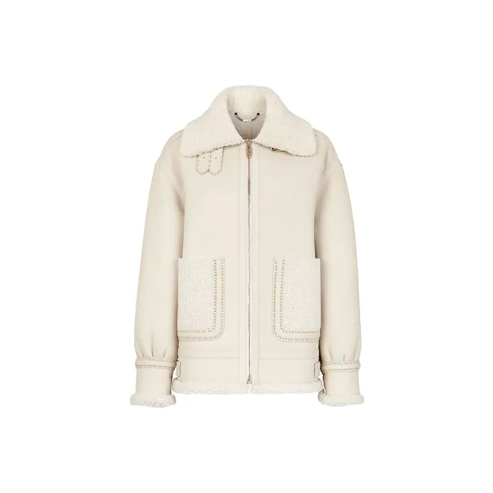FENDI Leather Jacket Women's Cream