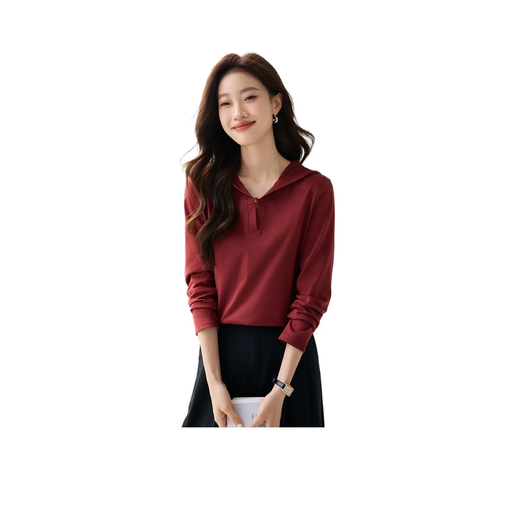 Mo Han Yi Mei Стандартная T-рубашка Женская Кирпично-красный