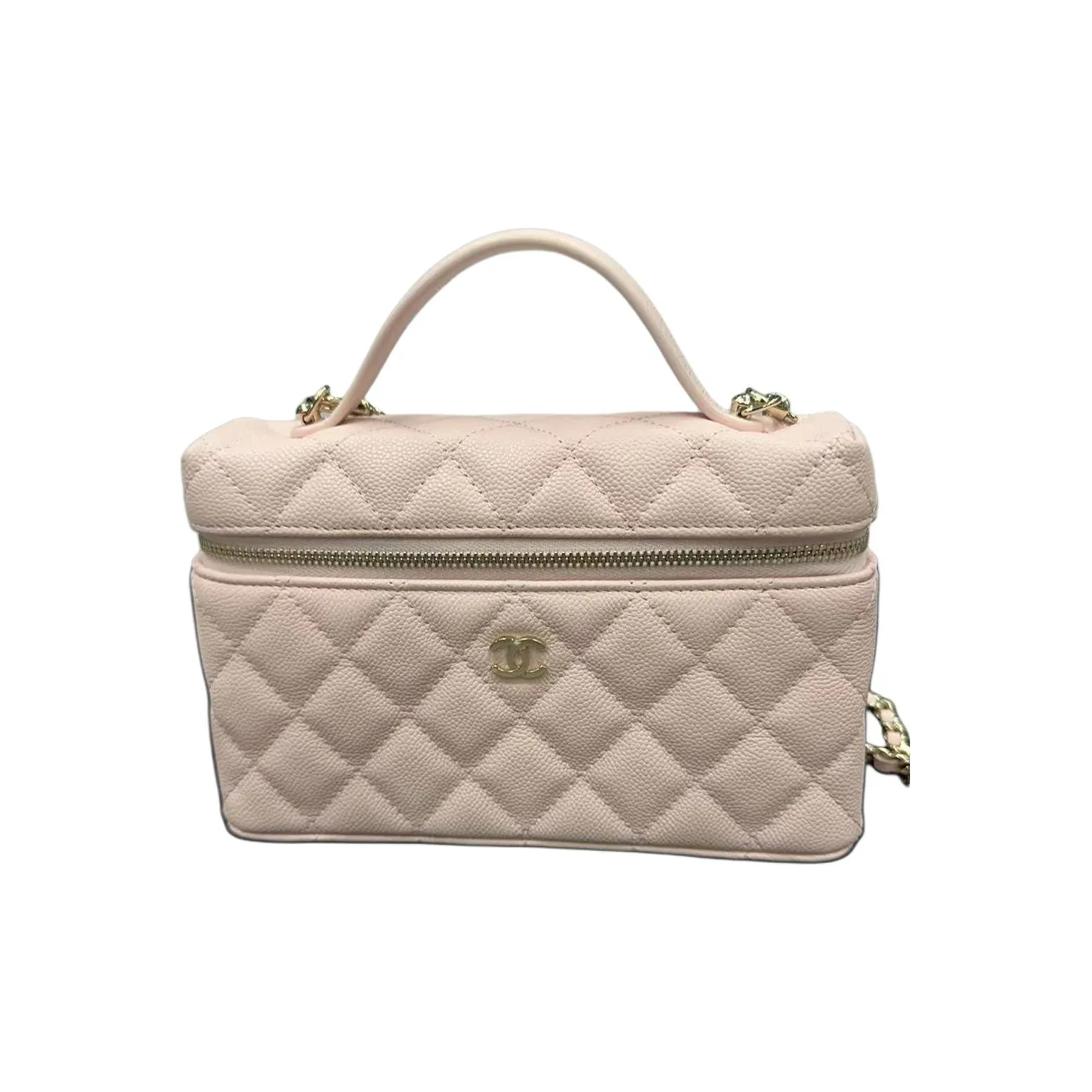 CHANEL Litchi Cow Leather Shoulder Bag, Crossbody Bag, Handbag Women's Light Pink