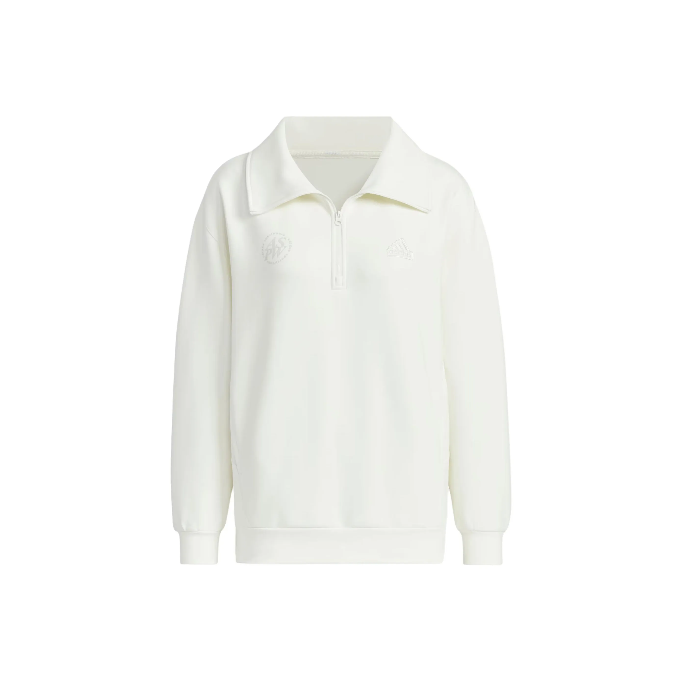 Adidas Lounge FW24 HALF ZIP SWEATSHIRT HOODIE Sweatshirt Women's White