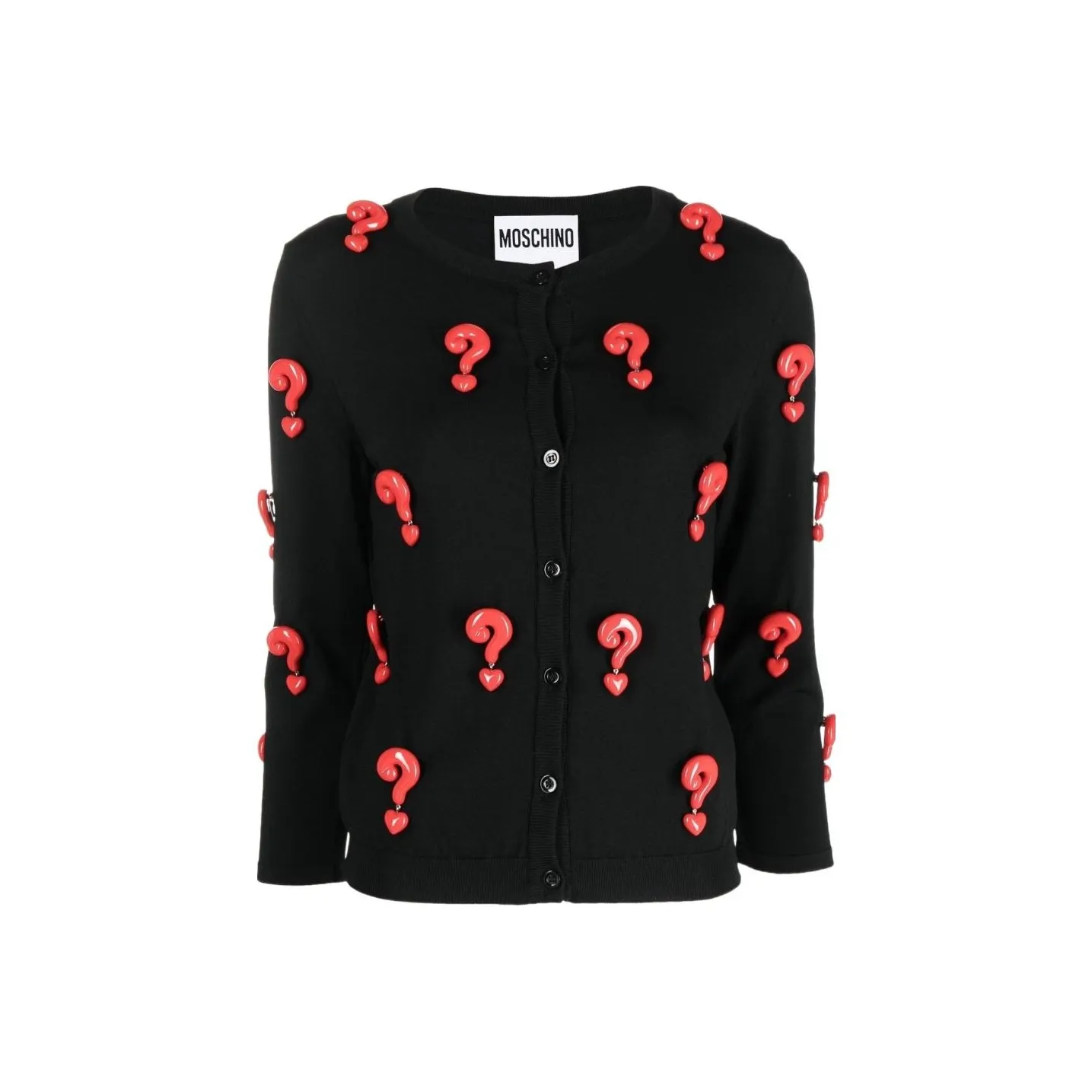 MOSCHINO Red Question Marks Elastic Cardigan