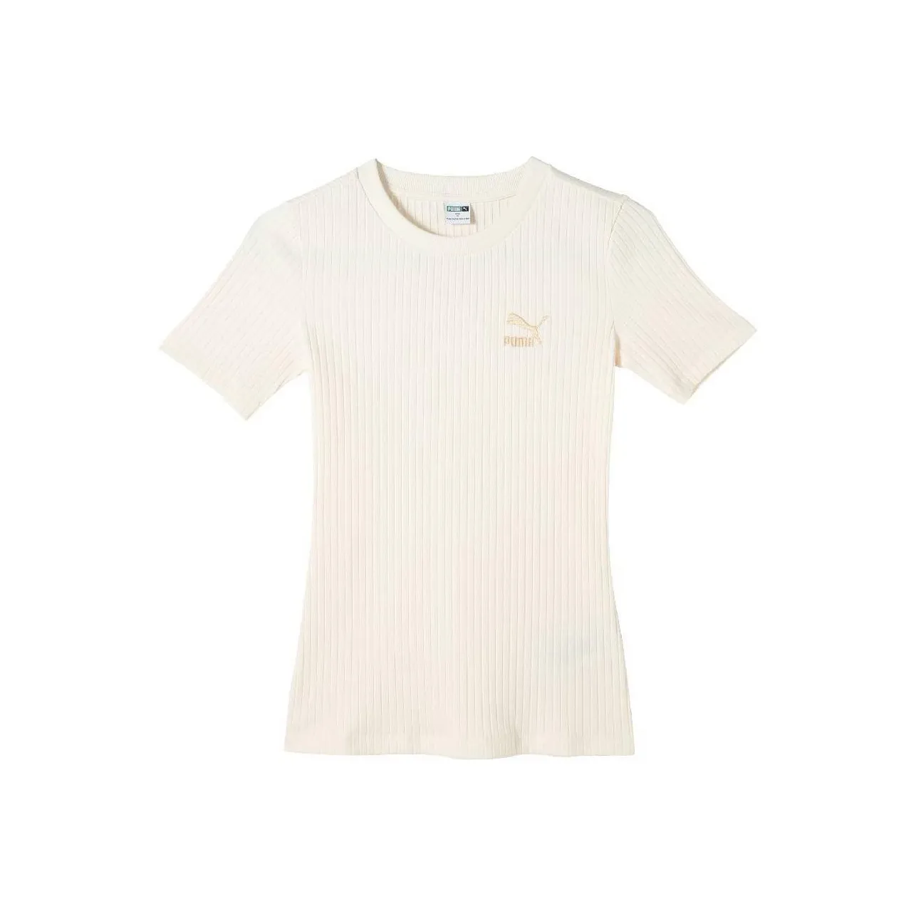 PUMA T Shirt Women's Cotton Linen Blend Natural