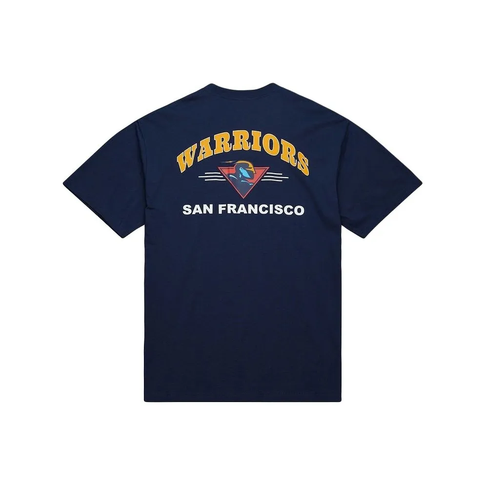 MITCHELL NESS X NBA Golden State Warriors 100% хлопок Футболка Унисекс Морской синий