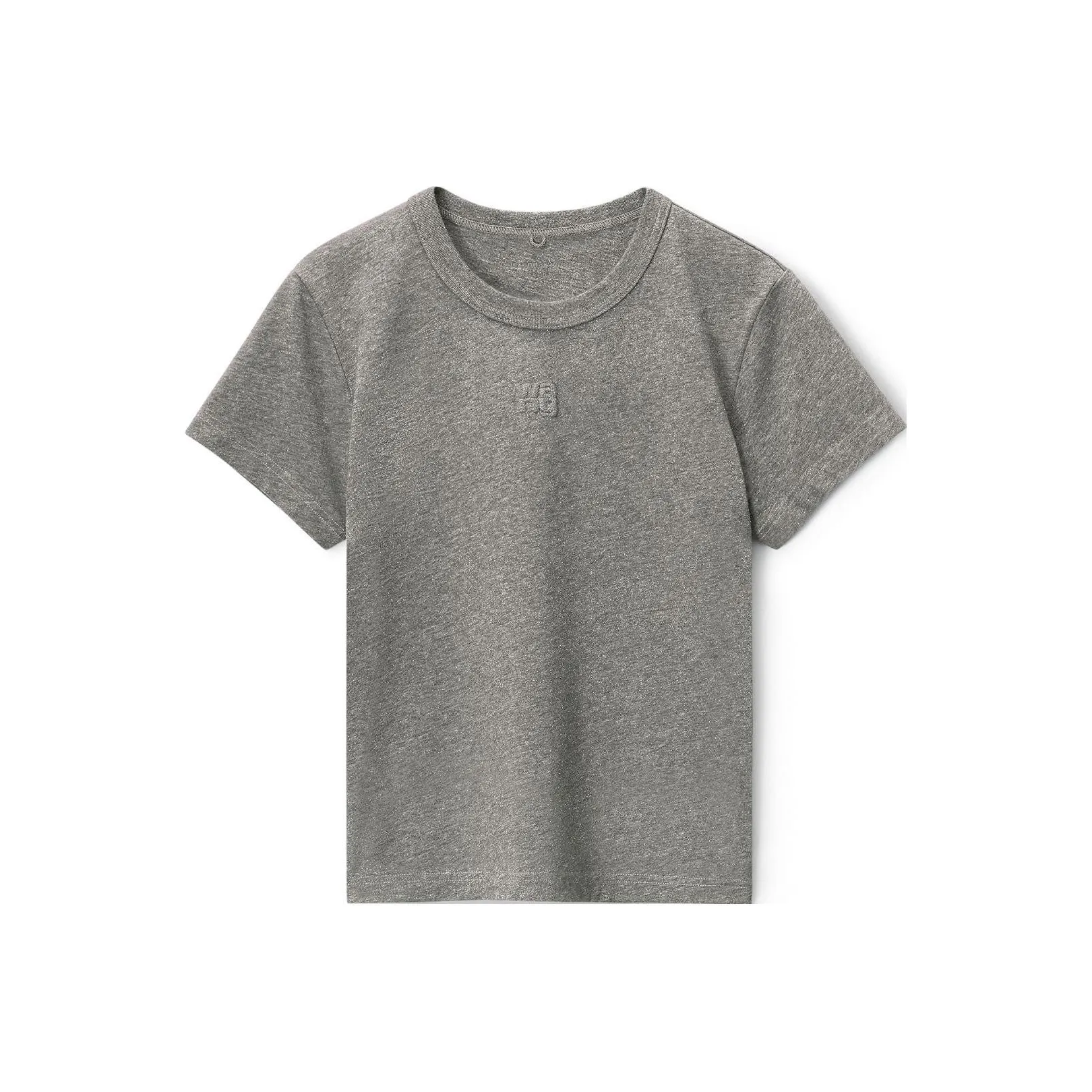 Alexander Wang Puff Logo Shrunken Tee In Glitter Jersey Sidewalk