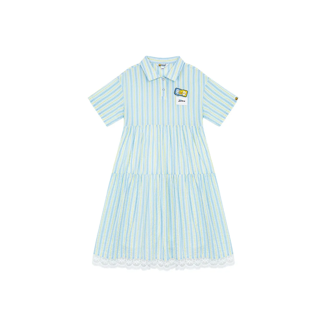 B.Duck Short Sleeved Dress Women's Blue White Stripes