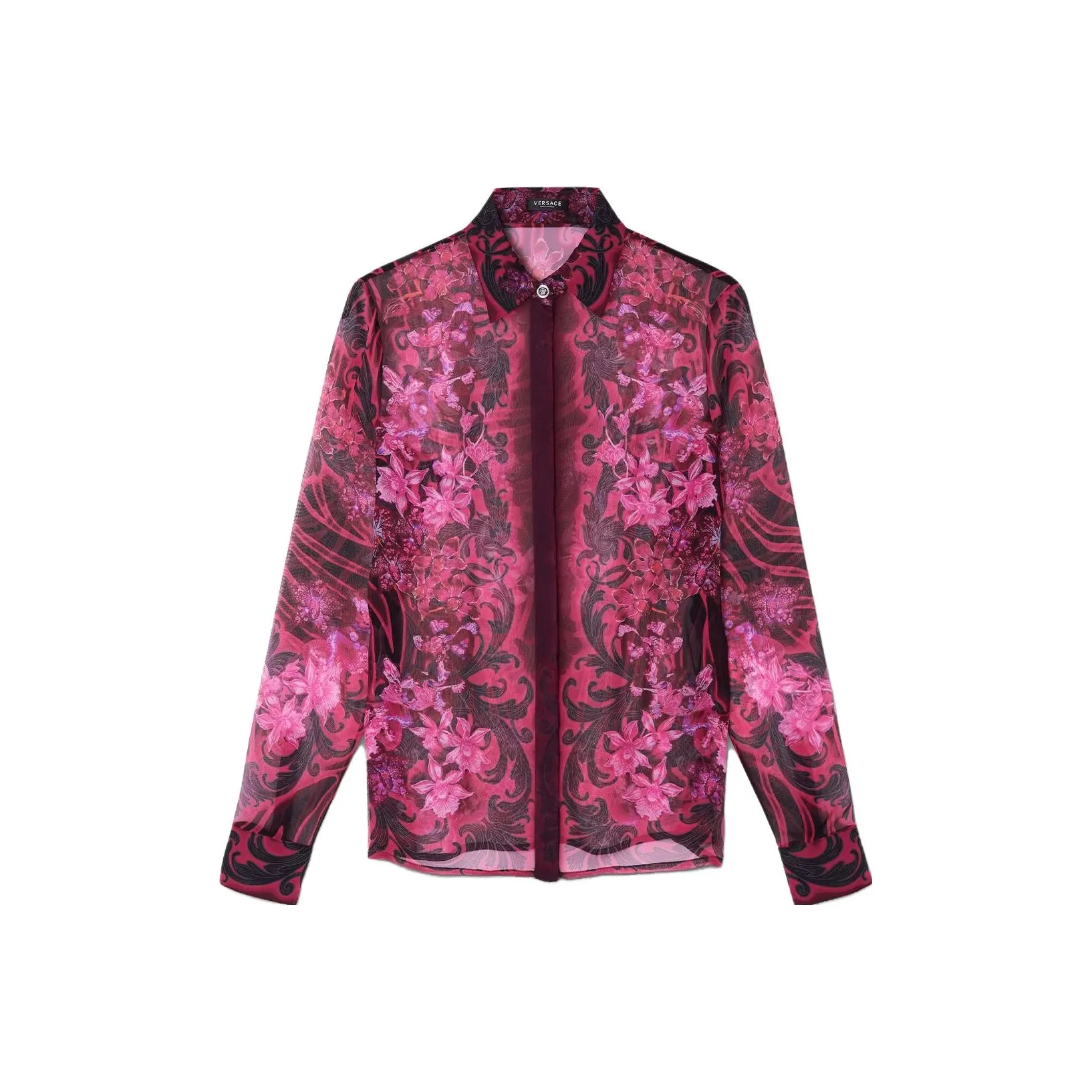 VERSACE Фуксия Цветочный Дизайн Женские Рубашки