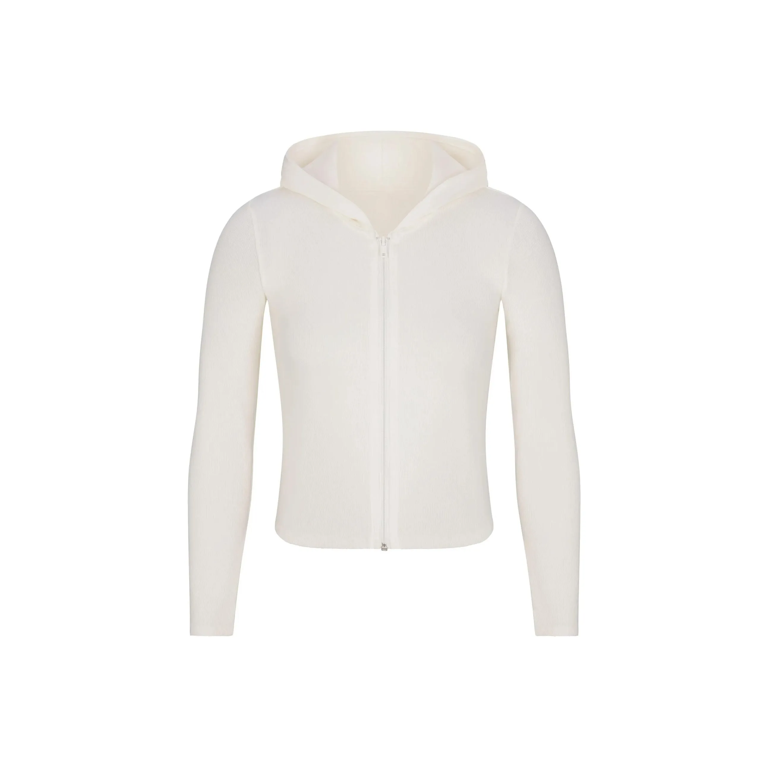 SKIMS FW24 Cotton Collection COTTON RIB ZIP UP HOODIE Sweatshirt Women's MARBLE/Marble Color