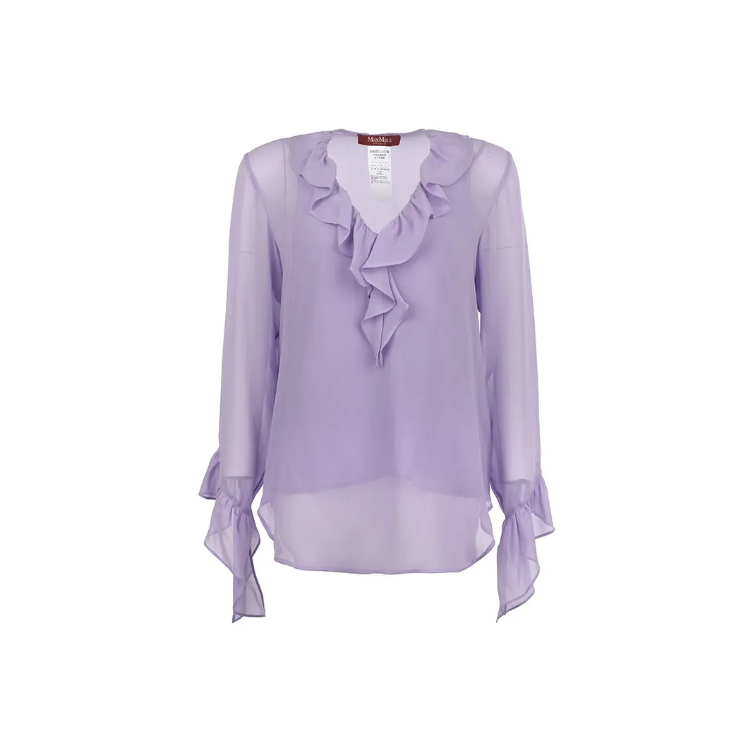 MaxMara Studio Albatro Коллекция Длинный рукав Рубашка Женская Фиолетовая