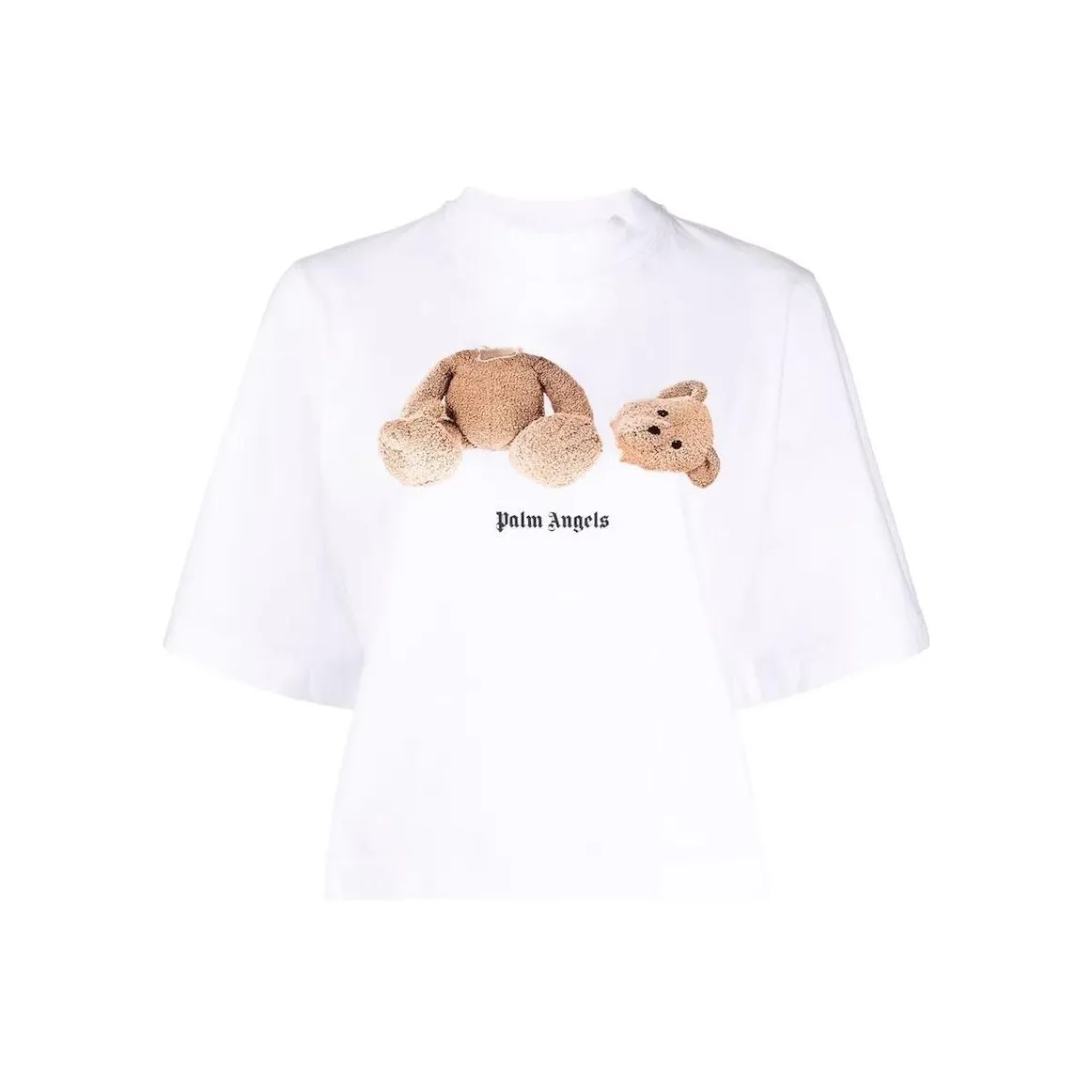 PALM ANGELS Women'ss Bear Cropped T Shirt White/Brown