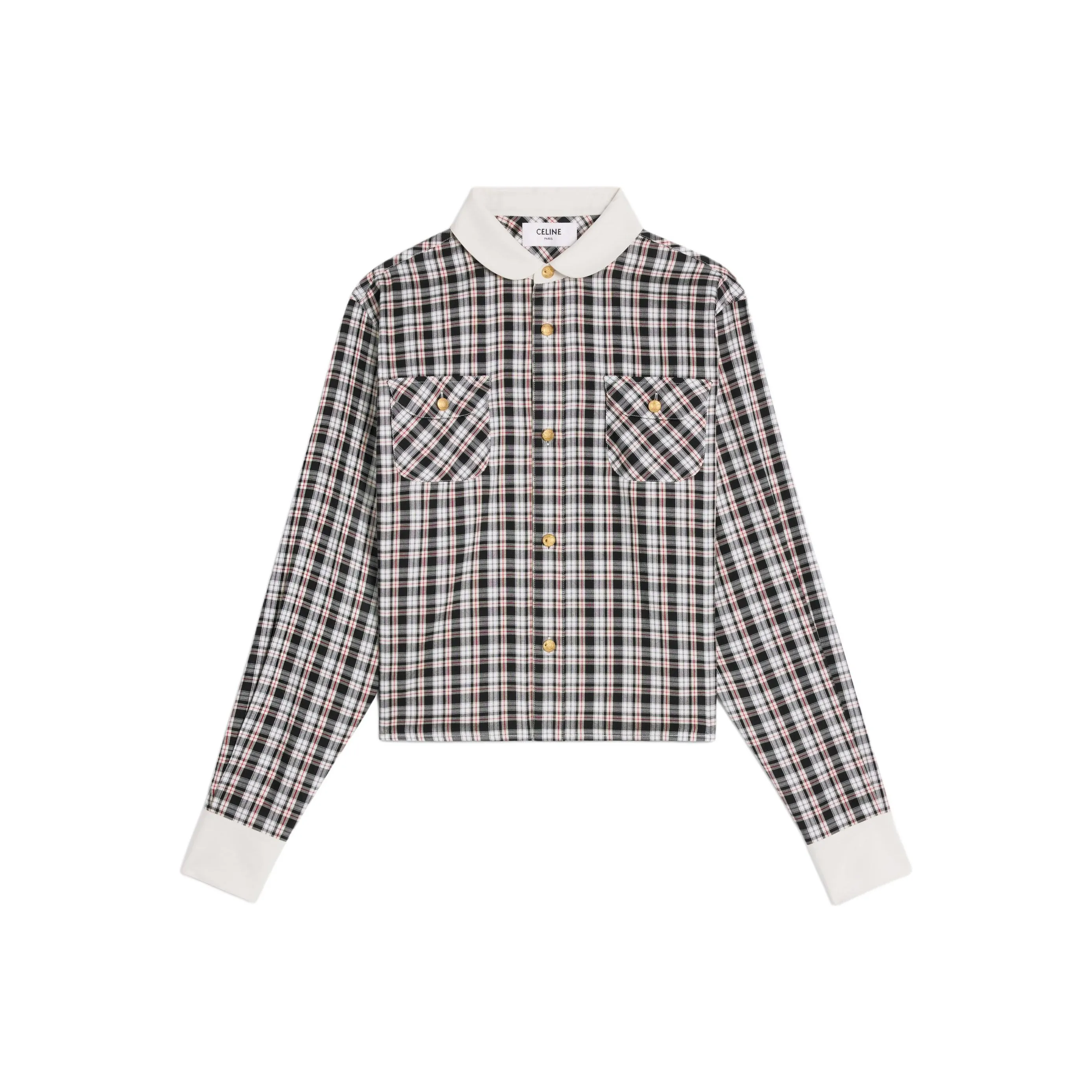 CELINE Cropped Shirt In Check Silk