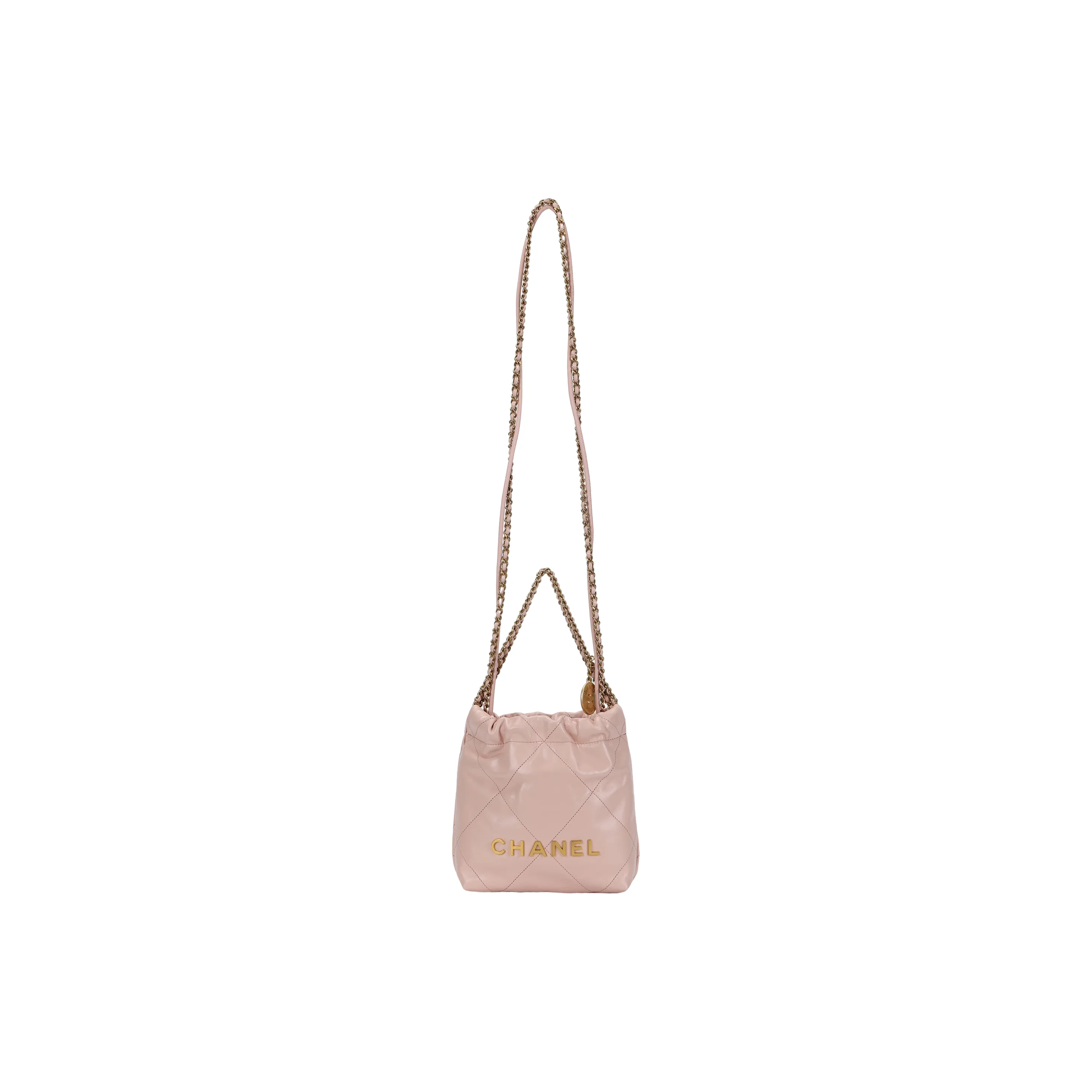 CHANEL Shiny Calfskin Crossbody Bags Mini Women's Light Pink Red