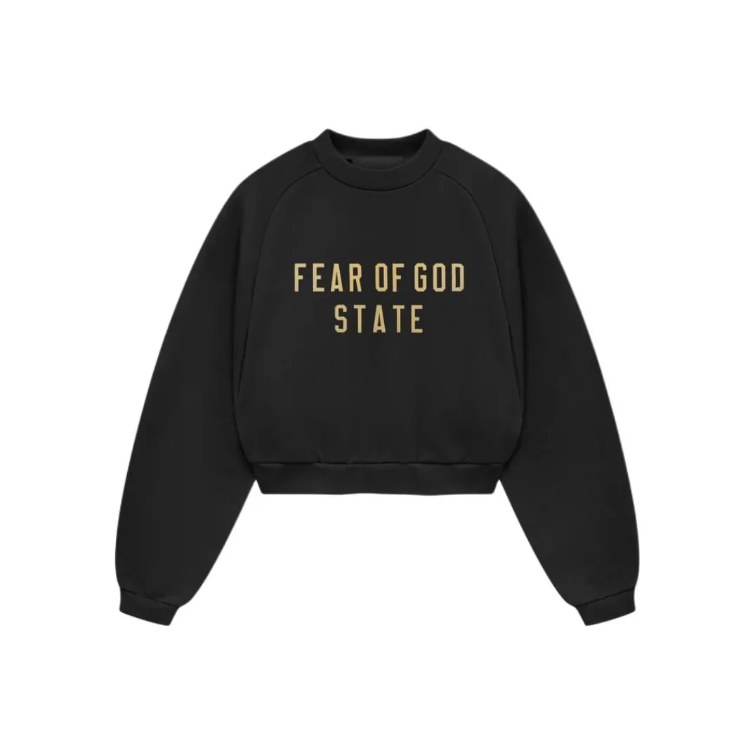 Fear Of God Essentials Women'ss Fleece Cropped Crewneck Black