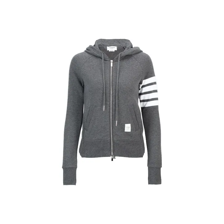 THOM BROWNE 4 Bar Striped Zip Up Hoodie