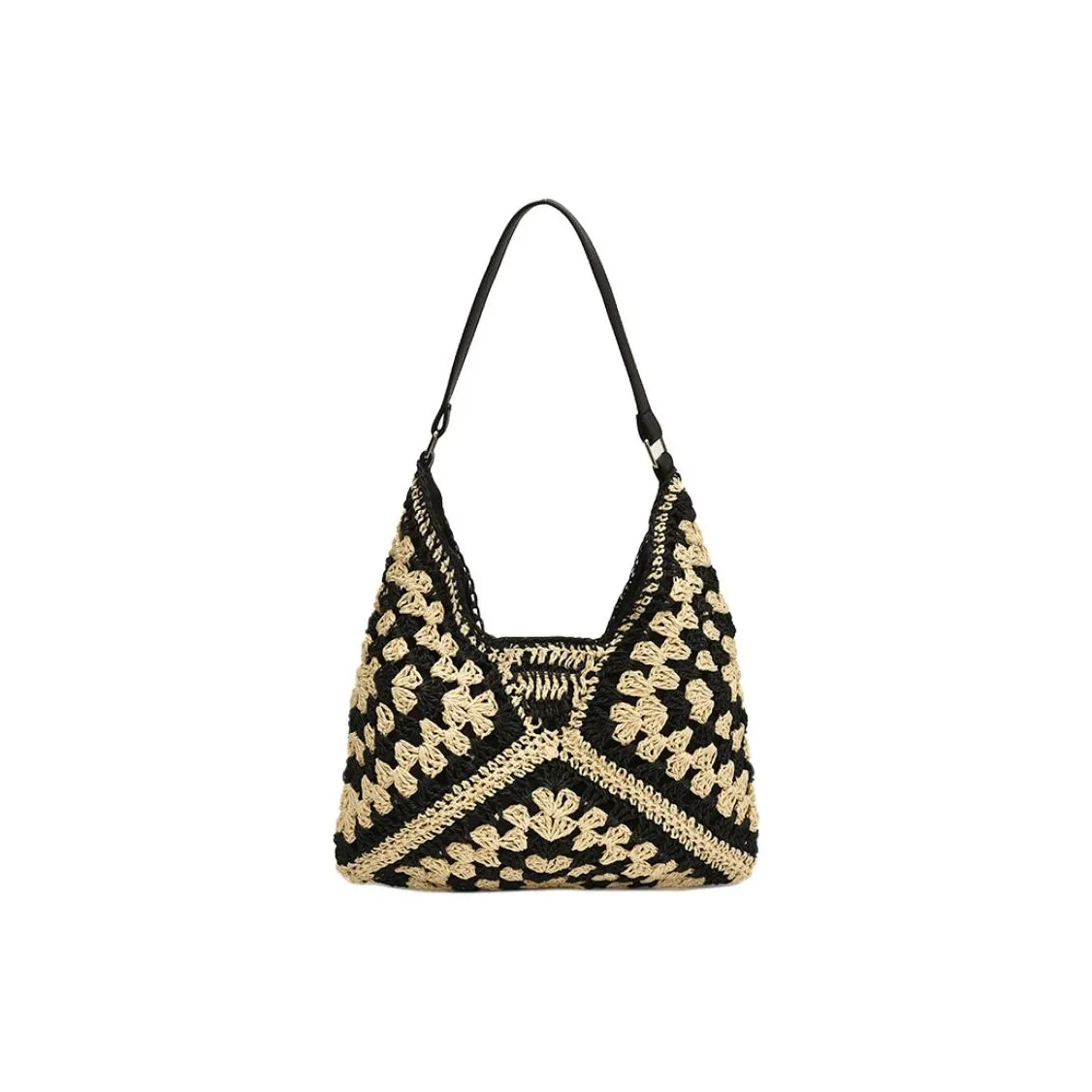 SUN EARTH U ПУ (полиуретан) с соломенной плетенью Сумка на плечо Женская Черный хаки