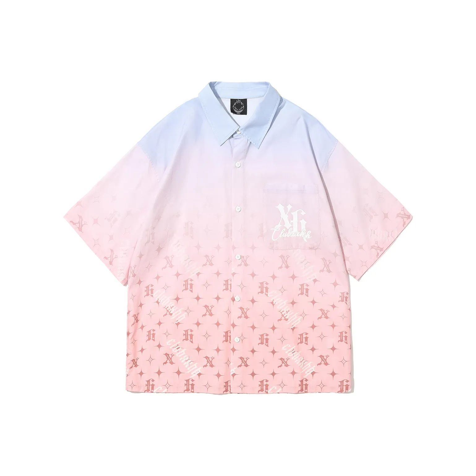 Clubxxhh Рубашка Унисекс Розовый Синий Градиент