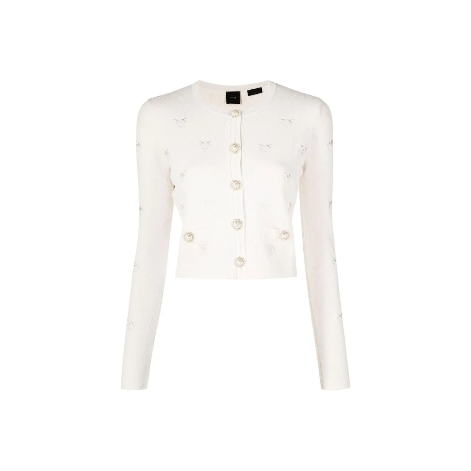 PINKO SS23 Knitted Fabric Cardigan Women's Ivory