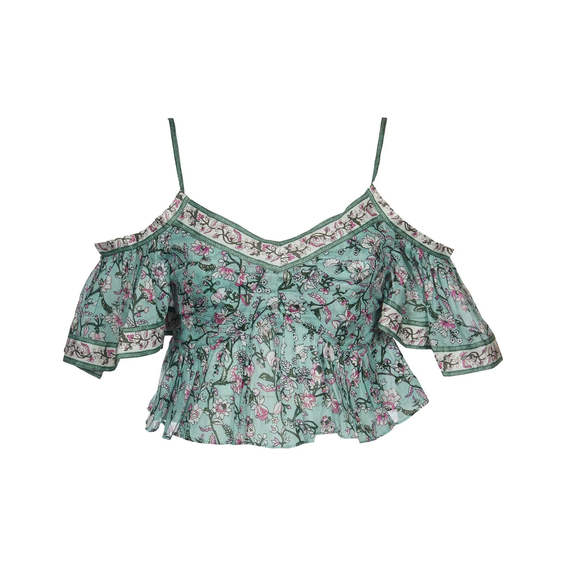 ISABEL MARANT ETOILE Cold Shoulder Floral Printed Flared Blouse