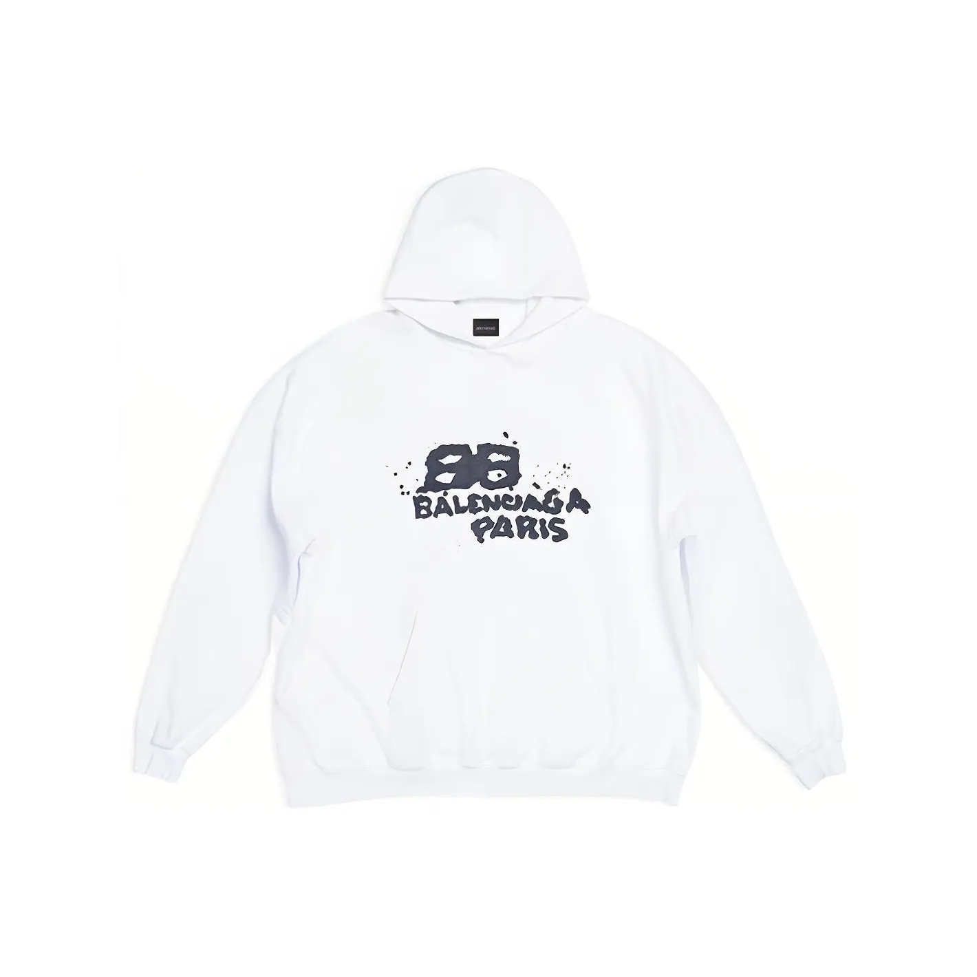 Balenciaga Hand Drawn Bb Icon Large Fit Hoodie White/Black