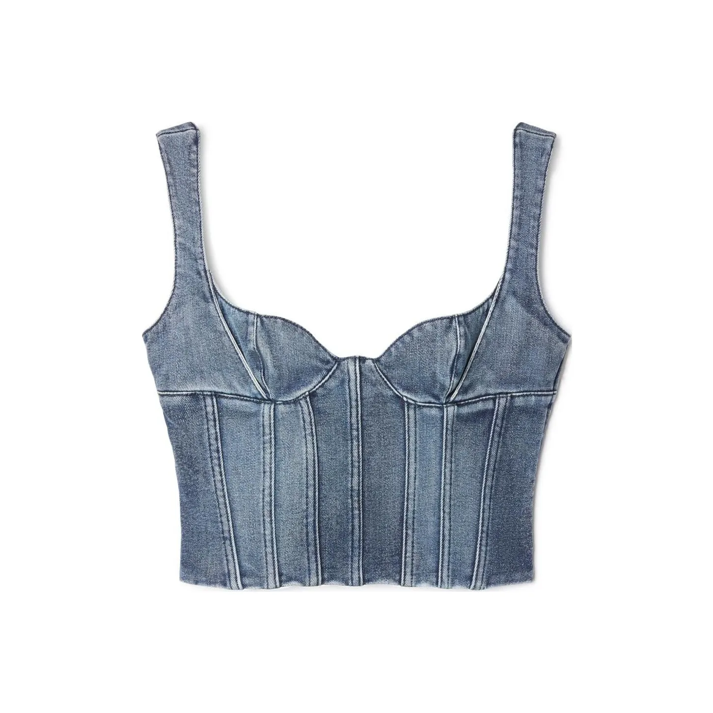 OFF WHITE Bustier Denim Cropped Top