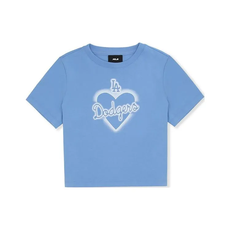 MLB SS23 Heart Series Regular T Shirt Women's Light Cobalt Blue