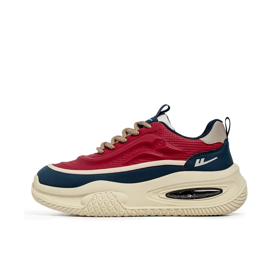 Warrior Покрытие Увеличение Высоты Устойчивость к Износу Противоскользящий Низкий Топ Толстая Подошва Мужские Красный Темно-Синий