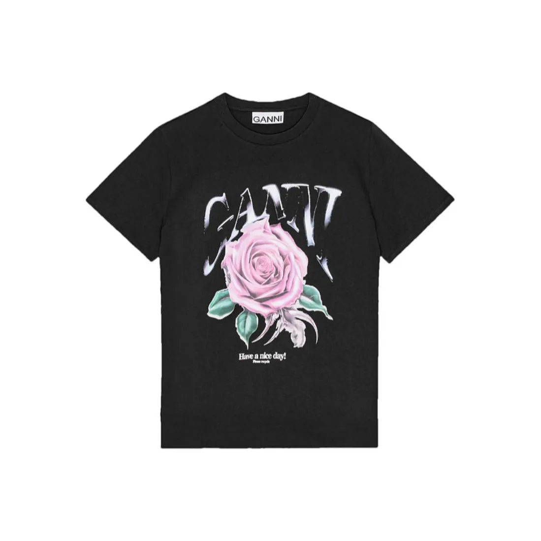 GANNI Basic Jersey Rose Relaxed T Shirt