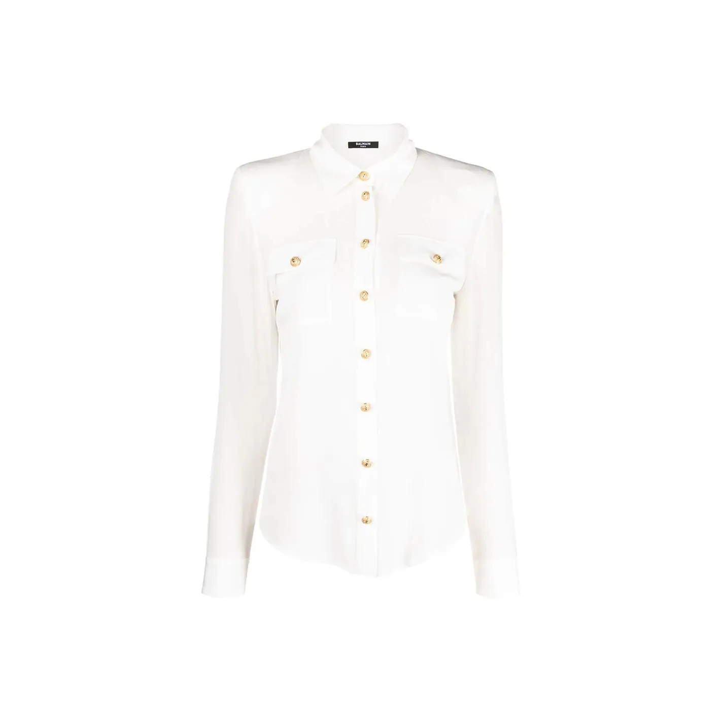 BALMAIN Padded Shoulders Silk Blouse