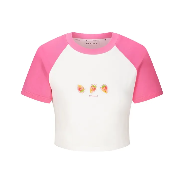 HERLIAN T Shirt Women's White & Rose Red