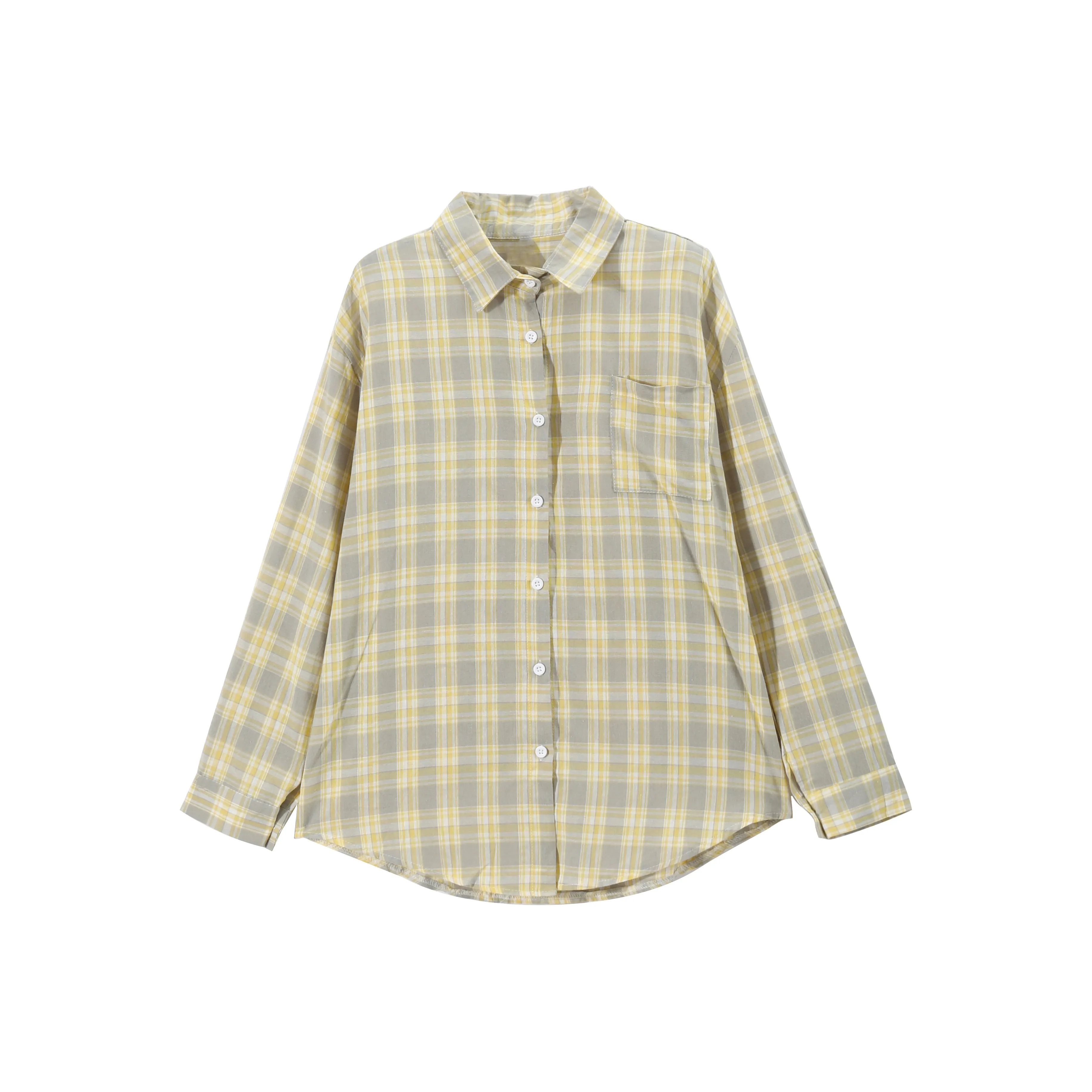 Nooidea Official Shirt Women's Yellow And Gray Plaid