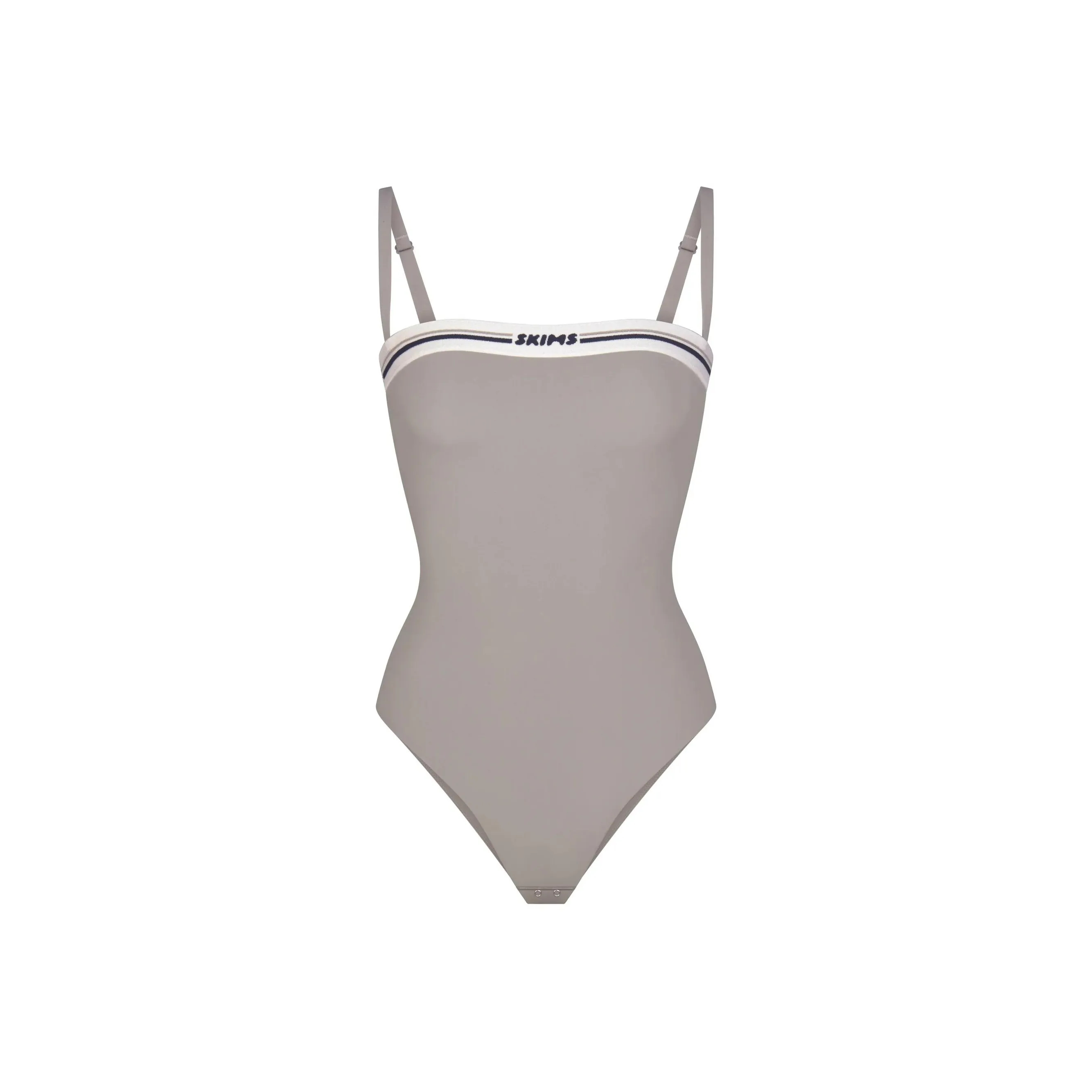 SKIMS FITS EVERYBODY LOGO STRAIGHT NECK BODYSUIT Jumpsuit Women's Smoke/Smoke Gray