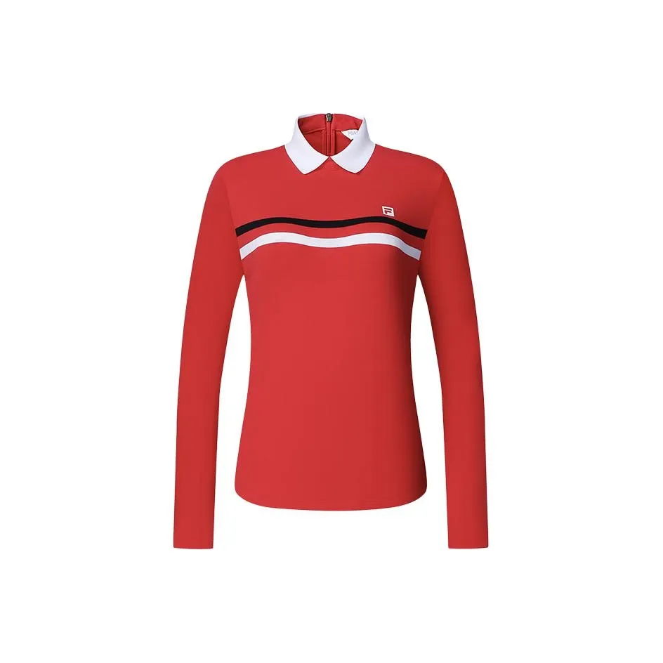 FILA Golf Series Polo Shirt Women's Fluorescent Flame Red