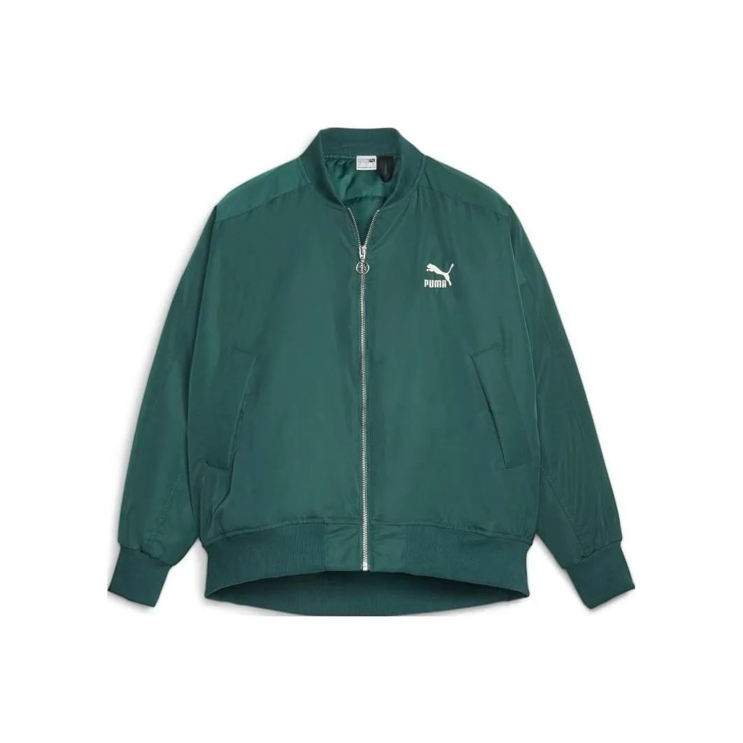 PUMA Fall 2022 T7 Collection T7 Shiny Bomber Jacket Women's Green