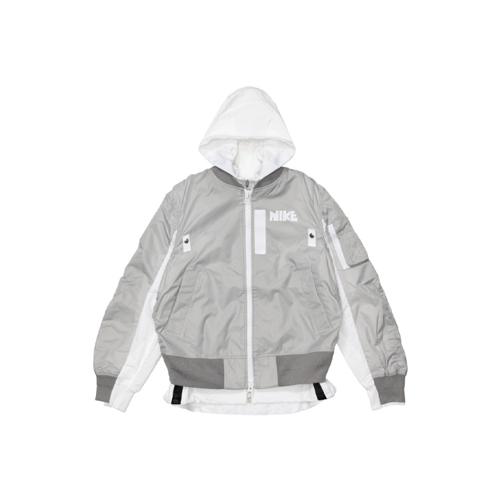 Nike x Sacai Layered Bomber Jacket Grey Fog (Womens) - SS21 - US